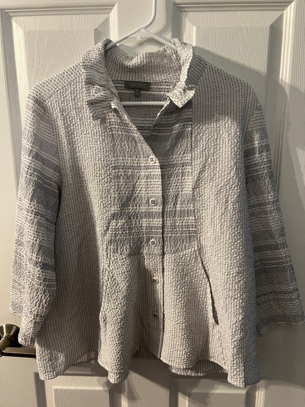 Habitat White Textured Button-Down Shirt Jacket